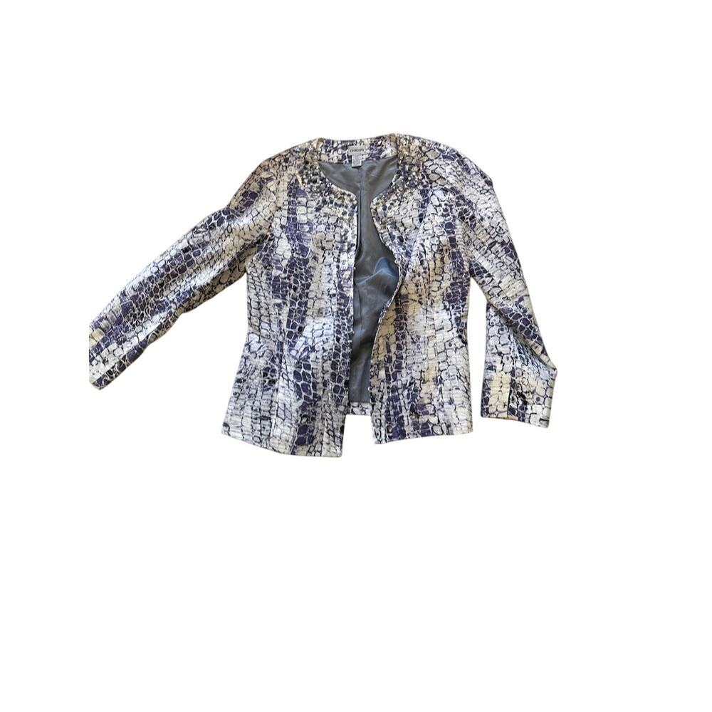 Chico’s Python Print Beaded Amina Jacket Size 1 - image 1
